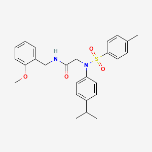 molecular formula C26H30N2O4S B3674482 N-[(2-methoxyphenyl)methyl]-2-(N-(4-methylphenyl)sulfonyl-4-propan-2-ylanilino)acetamide 