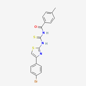 molecular formula C18H14BrN3OS2 B3674492 N-[[4-(4-bromophenyl)-1,3-thiazol-2-yl]carbamothioyl]-4-methylbenzamide 