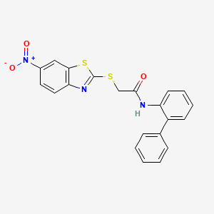 molecular formula C21H15N3O3S2 B3674642 N-2-biphenylyl-2-[(6-nitro-1,3-benzothiazol-2-yl)thio]acetamide 