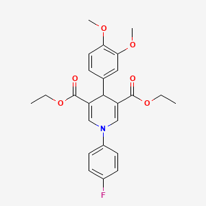 molecular formula C25H26FNO6 B3674732 3,5-DIETHYL 4-(3,4-DIMETHOXYPHENYL)-1-(4-FLUOROPHENYL)-1,4-DIHYDROPYRIDINE-3,5-DICARBOXYLATE 