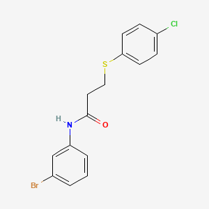 molecular formula C15H13BrClNOS B3674764 N-(3-bromophenyl)-3-[(4-chlorophenyl)sulfanyl]propanamide CAS No. 6217-69-2