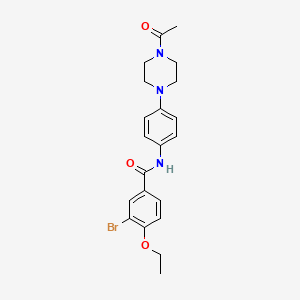 molecular formula C21H24BrN3O3 B3674849 N-[4-(4-acetyl-1-piperazinyl)phenyl]-3-bromo-4-ethoxybenzamide 
