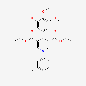 molecular formula C28H33NO7 B3674962 3,5-DIETHYL 1-(3,4-DIMETHYLPHENYL)-4-(3,4,5-TRIMETHOXYPHENYL)-1,4-DIHYDROPYRIDINE-3,5-DICARBOXYLATE 