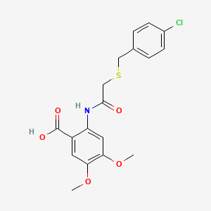 molecular formula C18H18ClNO5S B3675001 2-({[(4-chlorobenzyl)thio]acetyl}amino)-4,5-dimethoxybenzoic acid 