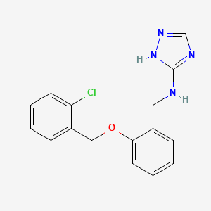 molecular formula C16H15ClN4O B3675057 N-[[2-[(2-chlorophenyl)methoxy]phenyl]methyl]-1H-1,2,4-triazol-5-amine 