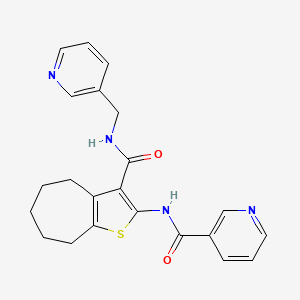 molecular formula C22H22N4O2S B3675107 N-[3-(pyridin-3-ylmethylcarbamoyl)-5,6,7,8-tetrahydro-4H-cyclohepta[b]thiophen-2-yl]pyridine-3-carboxamide 