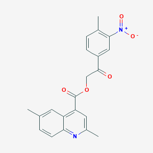 molecular formula C21H18N2O5 B3675173 2-(4-Methyl-3-nitrophenyl)-2-oxoethyl 2,6-dimethylquinoline-4-carboxylate 