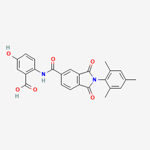 molecular formula C25H20N2O6 B3675213 2-[1,3-DIOXO-2-(2,4,6-TRIMETHYLPHENYL)-2,3-DIHYDRO-1H-ISOINDOLE-5-AMIDO]-5-HYDROXYBENZOIC ACID 