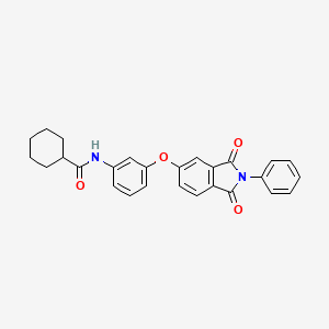molecular formula C27H24N2O4 B3675231 N-{3-[(1,3-dioxo-2-phenyl-2,3-dihydro-1H-isoindol-5-yl)oxy]phenyl}cyclohexanecarboxamide 