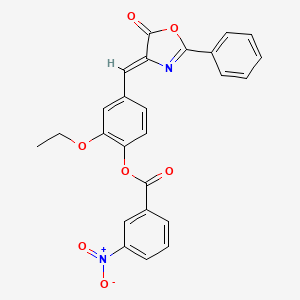 molecular formula C25H18N2O7 B3675390 2-ethoxy-4-[(5-oxo-2-phenyl-1,3-oxazol-4(5H)-ylidene)methyl]phenyl 3-nitrobenzoate 