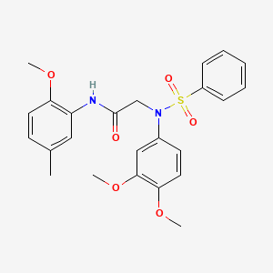 molecular formula C24H26N2O6S B3675415 N~2~-(3,4-dimethoxyphenyl)-N~1~-(2-methoxy-5-methylphenyl)-N~2~-(phenylsulfonyl)glycinamide 