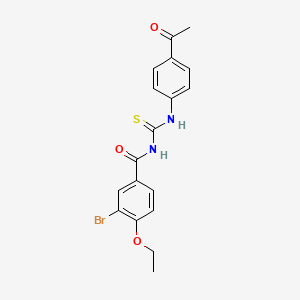 molecular formula C18H17BrN2O3S B3675429 N-[(4-acetylphenyl)carbamothioyl]-3-bromo-4-ethoxybenzamide 