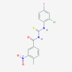 molecular formula C15H11ClIN3O3S B3675547 N-[(2-chloro-4-iodophenyl)carbamothioyl]-4-methyl-3-nitrobenzamide 