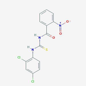 molecular formula C14H9Cl2N3O3S B3675605 N-[(2,4-dichlorophenyl)carbamothioyl]-2-nitrobenzamide 