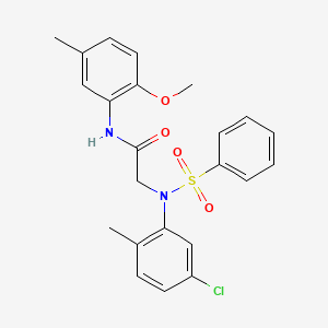 molecular formula C23H23ClN2O4S B3675735 N~2~-(5-chloro-2-methylphenyl)-N~1~-(2-methoxy-5-methylphenyl)-N~2~-(phenylsulfonyl)glycinamide 