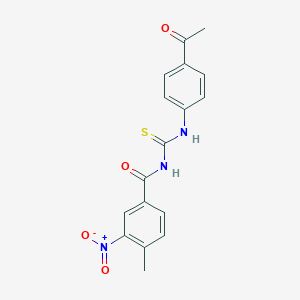 molecular formula C17H15N3O4S B3675743 N-[(4-acetylphenyl)carbamothioyl]-4-methyl-3-nitrobenzamide 