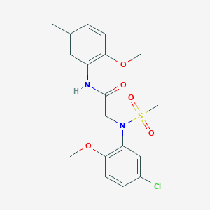 molecular formula C18H21ClN2O5S B3675805 N~2~-(5-Chloro-2-methoxyphenyl)-N~2~-(methanesulfonyl)-N-(2-methoxy-5-methylphenyl)glycinamide CAS No. 4370-87-0