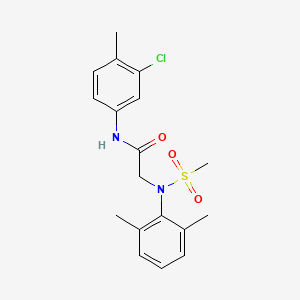 molecular formula C18H21ClN2O3S B3675821 N-(3-chloro-4-methylphenyl)-2-(2,6-dimethyl-N-methylsulfonylanilino)acetamide 