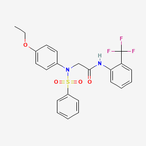 molecular formula C23H21F3N2O4S B3675860 N~2~-(4-ethoxyphenyl)-N~2~-(phenylsulfonyl)-N~1~-[2-(trifluoromethyl)phenyl]glycinamide 