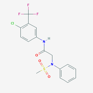 molecular formula C16H14ClF3N2O3S B3675868 N~1~-[4-chloro-3-(trifluoromethyl)phenyl]-N~2~-(methylsulfonyl)-N~2~-phenylglycinamide 