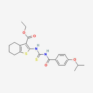 molecular formula C22H26N2O4S2 B3675926 Ethyl 2-[({[4-(propan-2-yloxy)phenyl]carbonyl}carbamothioyl)amino]-4,5,6,7-tetrahydro-1-benzothiophene-3-carboxylate 