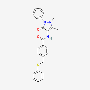 molecular formula C25H23N3O2S B3675945 N-(1,5-dimethyl-3-oxo-2-phenyl-2,3-dihydro-1H-pyrazol-4-yl)-4-[(phenylthio)methyl]benzamide 