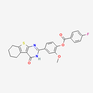 molecular formula C24H19FN2O4S B3675978 2-methoxy-4-(4-oxo-3,4,5,6,7,8-hexahydro[1]benzothieno[2,3-d]pyrimidin-2-yl)phenyl 4-fluorobenzoate 