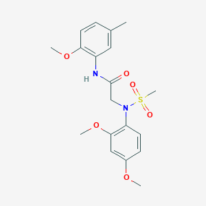 molecular formula C19H24N2O6S B3676050 N~2~-(2,4-dimethoxyphenyl)-N~1~-(2-methoxy-5-methylphenyl)-N~2~-(methylsulfonyl)glycinamide 
