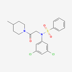 molecular formula C20H22Cl2N2O3S B3676070 N-(3,5-dichlorophenyl)-N-[2-(4-methyl-1-piperidinyl)-2-oxoethyl]benzenesulfonamide 