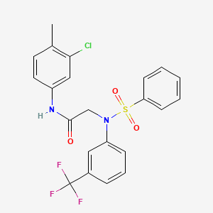 molecular formula C22H18ClF3N2O3S B3676098 N~1~-(3-chloro-4-methylphenyl)-N~2~-(phenylsulfonyl)-N~2~-[3-(trifluoromethyl)phenyl]glycinamide 