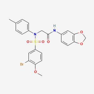 molecular formula C23H21BrN2O6S B3676123 N~1~-1,3-benzodioxol-5-yl-N~2~-[(3-bromo-4-methoxyphenyl)sulfonyl]-N~2~-(4-methylphenyl)glycinamide 