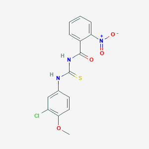 molecular formula C15H12ClN3O4S B3676196 N-[(3-chloro-4-methoxyphenyl)carbamothioyl]-2-nitrobenzamide 