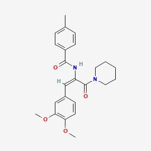 molecular formula C24H28N2O4 B3676368 N-[(1E)-1-(3,4-dimethoxyphenyl)-3-oxo-3-(piperidin-1-yl)prop-1-en-2-yl]-4-methylbenzamide 