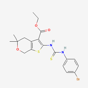 molecular formula C19H21BrN2O3S2 B3676444 Ethyl 2-{[(4-bromophenyl)carbamothioyl]amino}-5,5-dimethyl-4H,5H,7H-thieno[2,3-C]pyran-3-carboxylate 