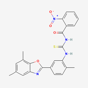 molecular formula C24H20N4O4S B3676484 N-{[5-(5,7-dimethyl-1,3-benzoxazol-2-yl)-2-methylphenyl]carbamothioyl}-2-nitrobenzamide CAS No. 426231-14-3