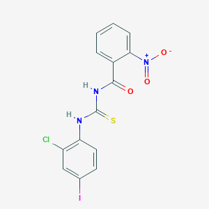 molecular formula C14H9ClIN3O3S B3676503 N-[(2-chloro-4-iodophenyl)carbamothioyl]-2-nitrobenzamide 