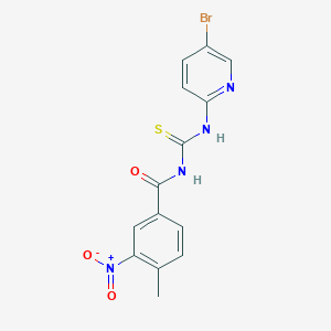 molecular formula C14H11BrN4O3S B3676555 N-[(5-bromopyridin-2-yl)carbamothioyl]-4-methyl-3-nitrobenzamide 