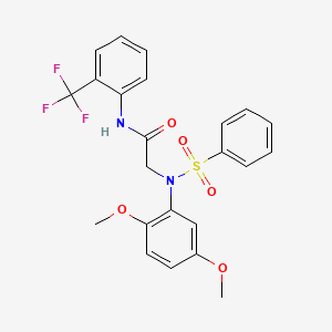 molecular formula C23H21F3N2O5S B3676784 N~2~-(2,5-dimethoxyphenyl)-N~2~-(phenylsulfonyl)-N-[2-(trifluoromethyl)phenyl]glycinamide 