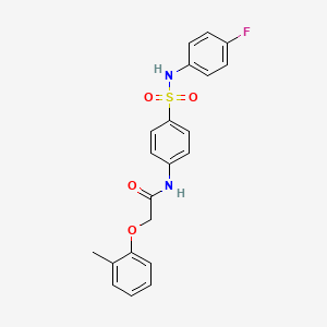 molecular formula C21H19FN2O4S B3676941 N-{4-[(4-fluorophenyl)sulfamoyl]phenyl}-2-(2-methylphenoxy)acetamide 