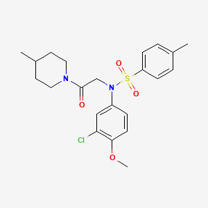 molecular formula C22H27ClN2O4S B3676981 N-(3-chloro-4-methoxyphenyl)-4-methyl-N-[2-(4-methylpiperidin-1-yl)-2-oxoethyl]benzenesulfonamide CAS No. 6450-32-4