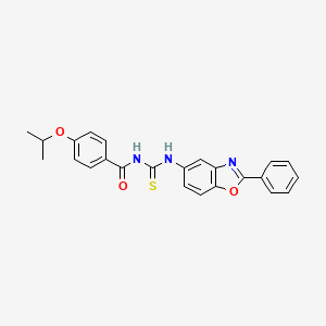 molecular formula C24H21N3O3S B3677004 N-[(2-phenyl-1,3-benzoxazol-5-yl)carbamothioyl]-4-(propan-2-yloxy)benzamide 