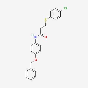 molecular formula C22H20ClNO2S B3677086 N-[4-(benzyloxy)phenyl]-3-[(4-chlorophenyl)sulfanyl]propanamide 