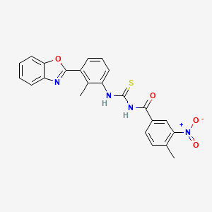 molecular formula C23H18N4O4S B3677116 N-{[3-(1,3-benzoxazol-2-yl)-2-methylphenyl]carbamothioyl}-4-methyl-3-nitrobenzamide 