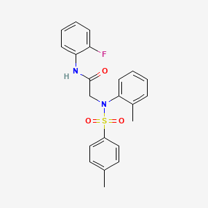 molecular formula C22H21FN2O3S B3677117 N-(2-fluorophenyl)-2-(2-methyl-N-(4-methylphenyl)sulfonylanilino)acetamide 