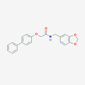 molecular formula C22H19NO4 B367724 N-(1,3-benzodioxol-5-ylmethyl)-2-(biphenyl-4-yloxy)acetamide CAS No. 423739-07-5