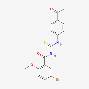 molecular formula C17H15BrN2O3S B3677360 N-[(4-acetylphenyl)carbamothioyl]-5-bromo-2-methoxybenzamide 