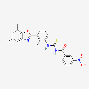 molecular formula C24H20N4O4S B3677470 N-{[3-(5,7-dimethyl-1,3-benzoxazol-2-yl)-2-methylphenyl]carbamothioyl}-3-nitrobenzamide 