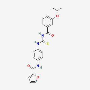 molecular formula C22H21N3O4S B3677545 N-{4-[({[3-(propan-2-yloxy)phenyl]carbonyl}carbamothioyl)amino]phenyl}furan-2-carboxamide 