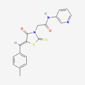 molecular formula C18H15N3O2S2 B3677705 2-[(5Z)-5-[(4-METHYLPHENYL)METHYLIDENE]-4-OXO-2-SULFANYLIDENE-1,3-THIAZOLIDIN-3-YL]-N-(PYRIDIN-3-YL)ACETAMIDE 
