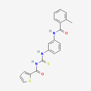 molecular formula C20H17N3O2S2 B3677706 N-[(3-{[(2-methylphenyl)carbonyl]amino}phenyl)carbamothioyl]thiophene-2-carboxamide 